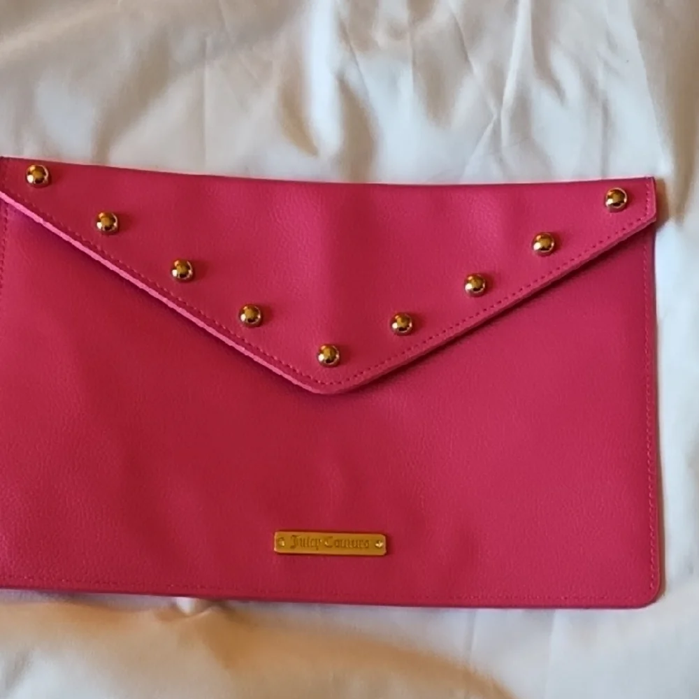 Juicy Couture hot pink gold studded envelope purse